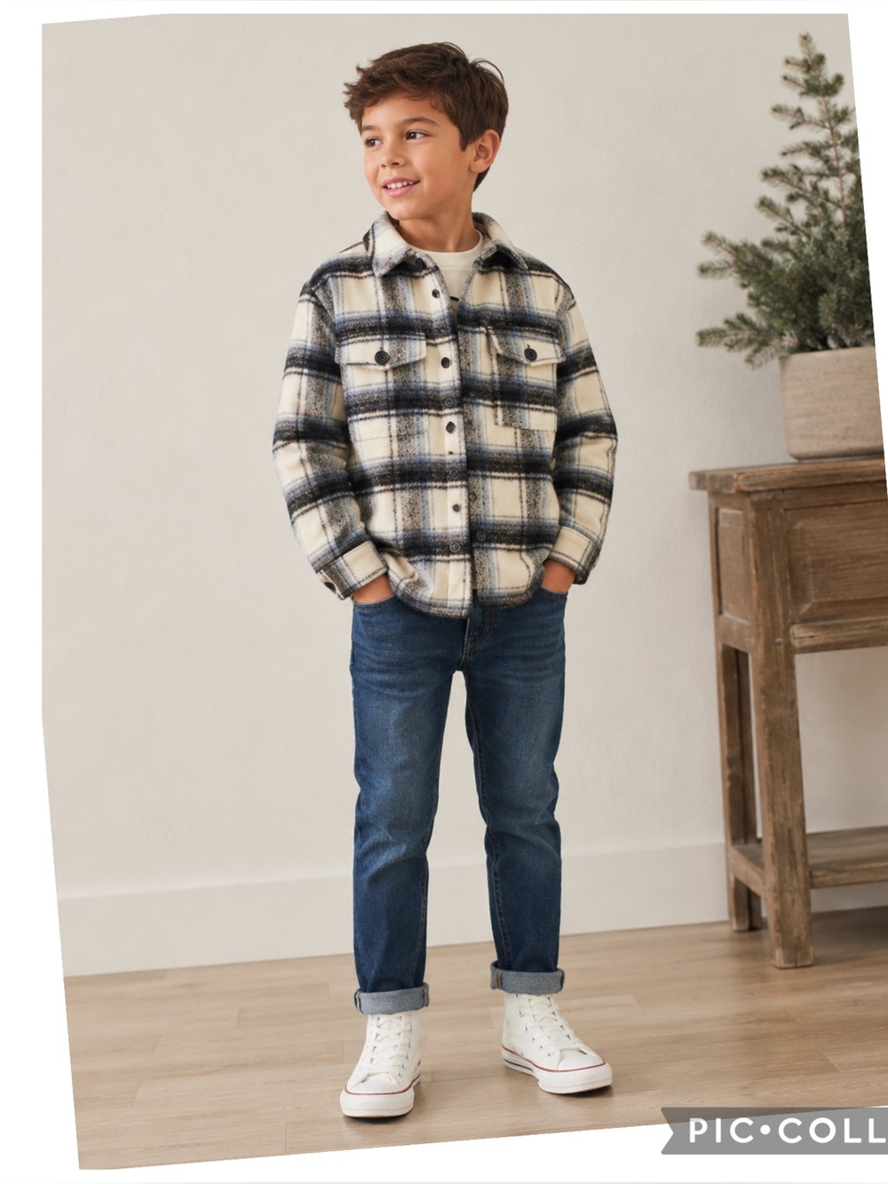 NWT Gap Kids Boys Plaid Oversized Shacket Jacket Size S 6-7